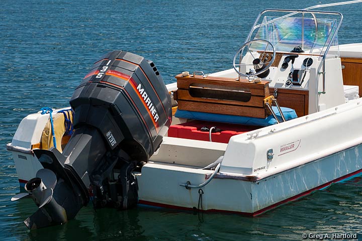 The 19 foot Boston Whaler Outrage Motorboat Rental